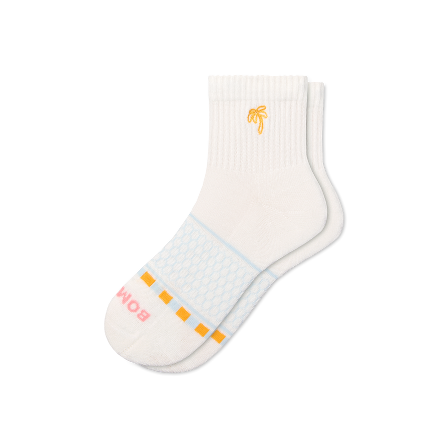 Women's Beach Day Embroidered Quarter Socks - Soft Trail Comfort