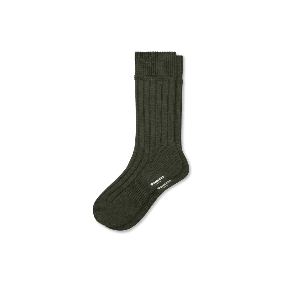 Men's Merino Cashmere Blend Rib Calf Socks - Steady Shift Pair
