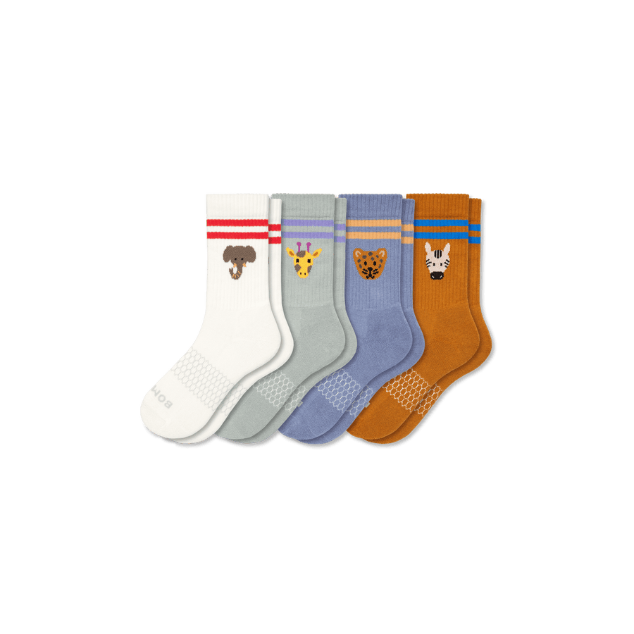 Youth Safari Stripe Calf Sock 4-Pack - Trail Travel Step