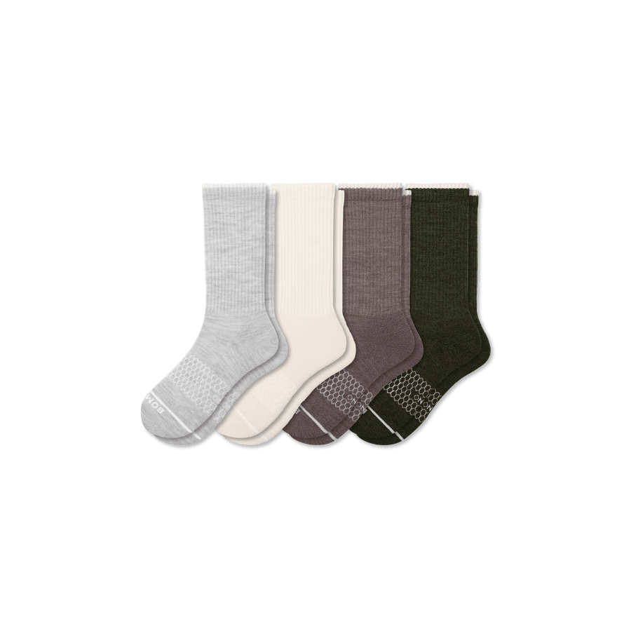 Men's Merino Wool Blend Calf Sock 4-Pack - Trail Court Cushion