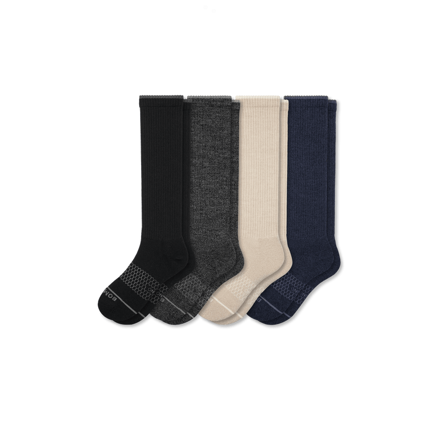 Women's Merino Wool Blend Knee-High Sock 4-Pack - Outdoor Travel Comfort