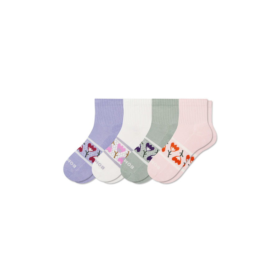 Women's Garden Party Quarter Sock 4-Pack - Fresh Run Comfort