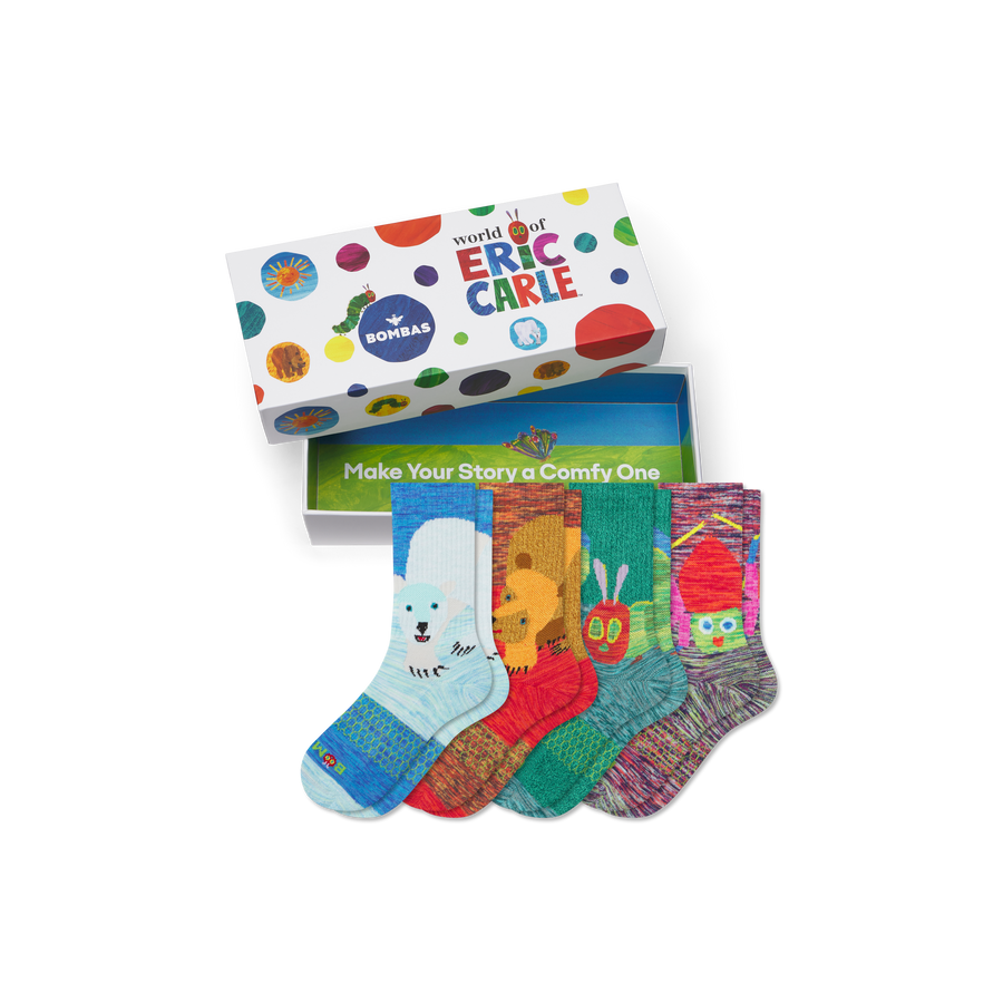 Youth Eric Carle Calf Sock 4-Pack Gift Box - Easy Wrap