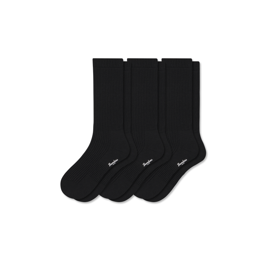 Men's Merino Cashmere Blend Fine Rib Calf Sock 3-Pack - Classic No Show Comfort