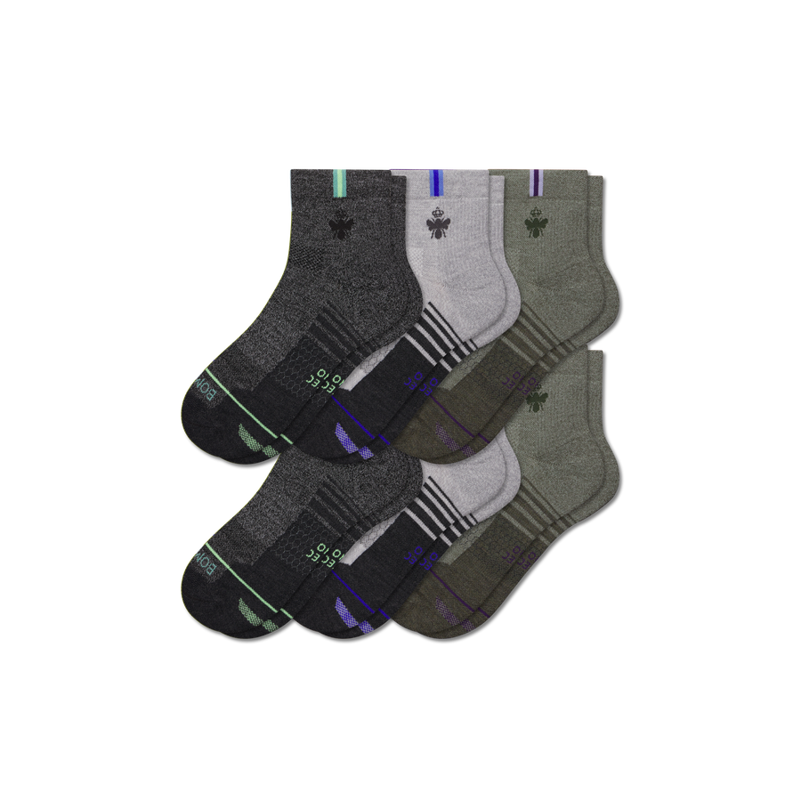 Men's Merino Wool Blend Run Quarter Sock 6-Pack - Fresh Crew Wear
