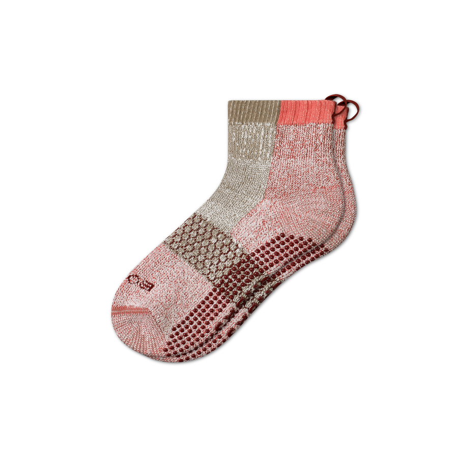 Men's Merino Wool Blend Gripper House Socks - Comfort Crew Cushion