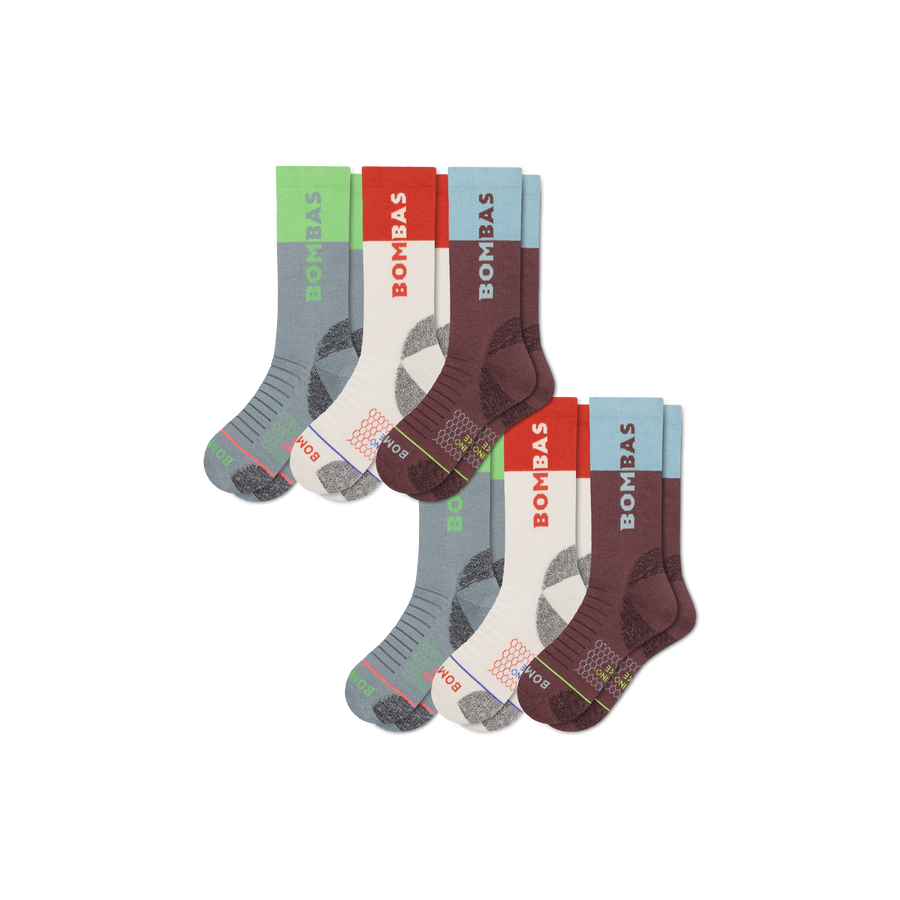Men's Merino Wool Blend Hiking Calf Sock 6-Pack - Steady School Move
