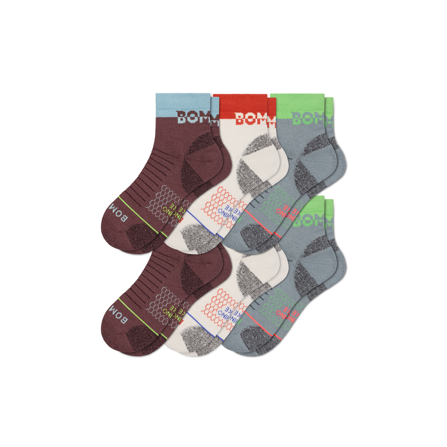 Men's Merino Wool Blend Hiking Quarter Sock 6-Pack - Soft Lounge Pair