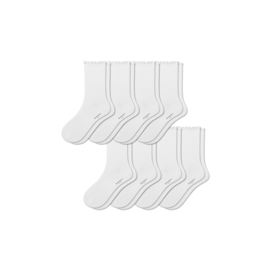 Women's Ruffle Rib Half Calf Sock 8-Pack - Active Court Step